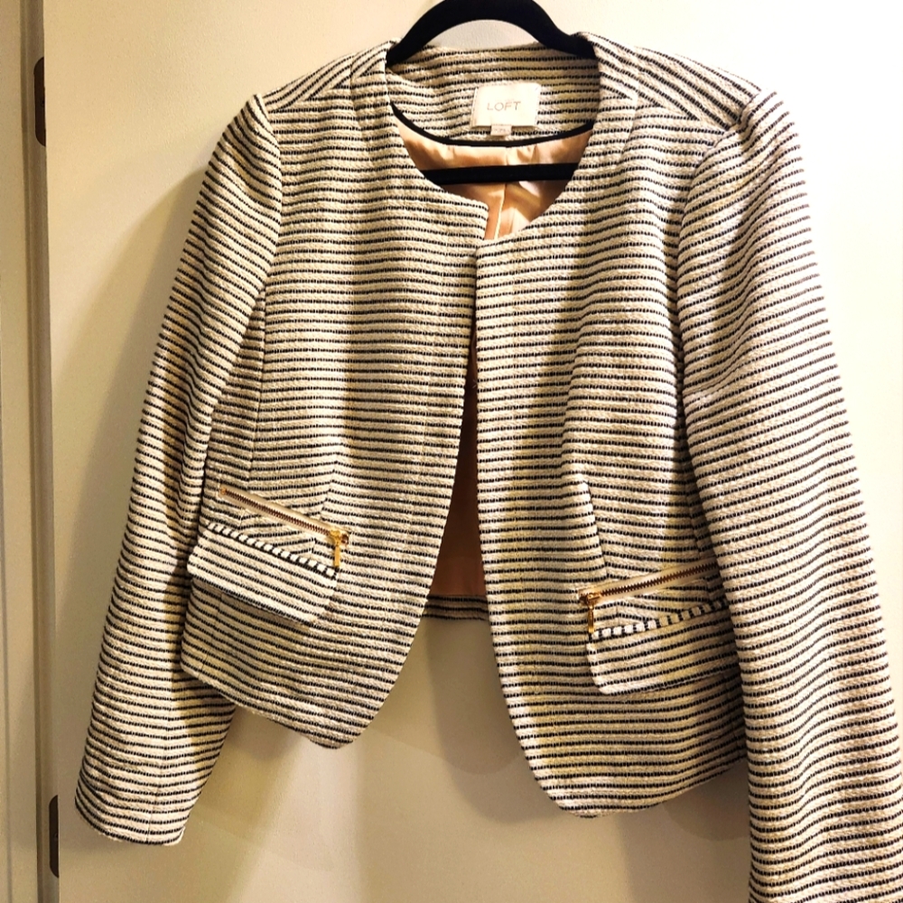 LOFT collared striped blazer size 12